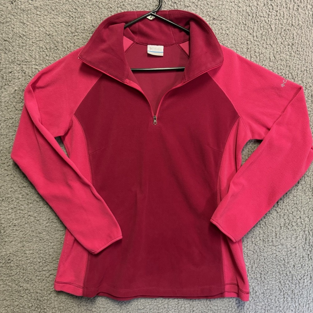 Columbia Women's Large L Pink Magenta Quarter Zip Fleece Pullover Active Jacket